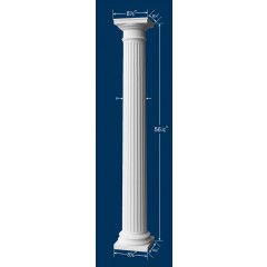 56-1/4" Fluted Column w/Cap & Base